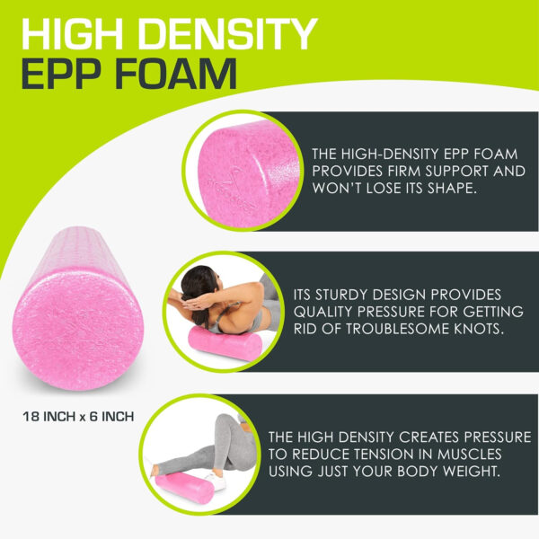 6893582481bc5cd3f3c01b3b4f70930813899dc1a77d9e227b9ce.jpg ProsourceFit High Density Foam Rollers 12 - inches long, Firm Full Body Athletic Massage Tool for Back Stretching, Yoga, Pilates, Post Workout Muscle Recuperation, Black