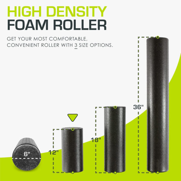 689358297aeddb5bad6707a6b08980e560d755c9aa2da8a6930ab.jpg ProsourceFit High Density Foam Rollers 12 - inches long, Firm Full Body Athletic Massage Tool for Back Stretching, Yoga, Pilates, Post Workout Muscle Recuperation, Black