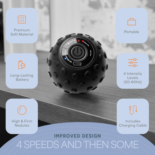 689358ae2b8a18702aa7f3bd274211837e1aceec778f9f40eb5a5.jpg Lifepro 4-Speed Vibrating Massage Ball - Peanut Massager and Vibrating Foam Roller for Fitness, Mobility, and Relaxation - Compact and Portable Design