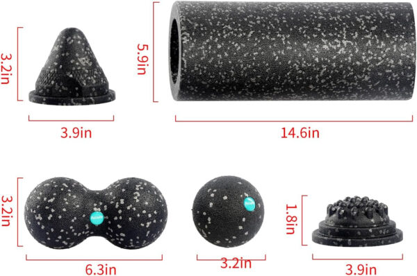 5-in-1 Foam Roller Set for Muscle Recovery – Includes Yoga Roller, Massage Ball, Peanut Ball, Cone, and Acupressure Disc – for Back, Legs, and Full Body Relief