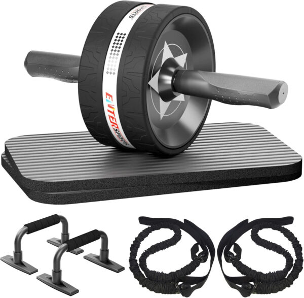 68935d2f470e6039508979803b123cd99c750ed9fc16042d7f339.jpg Ab Rollers Wheel Kit, Exercise Wheel Core Strength Training Abdominal Roller Set with Push Up Bars, Resistance Bands, Knee Mat Home Gym Fitness Equipment for Abs Workout