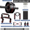 Readaeer Ab Roller Wheel, Ab Exercise Wheels Kit with Ab Roller, Resistance Bands, Knee Mat, Jump Rope, Push-Up Bar