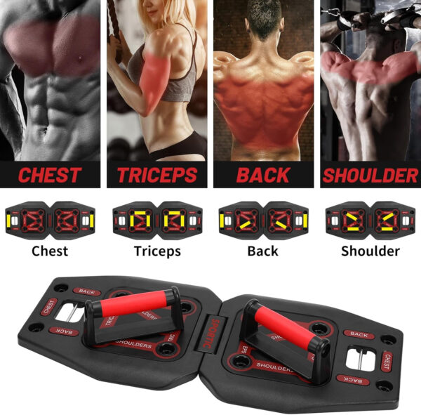 68935f1f90c192050963a61f991a46864b067ce0fea21431612bc.jpg Push Up Board for Home Gym with Exercise Accessories Resistance Bands & Ab Roller Wheel & Pilates Bars - Portable Gym with Foldable Pushup Board - Exercise Equipment for Upper Body Workout, Gift for Women & Men
