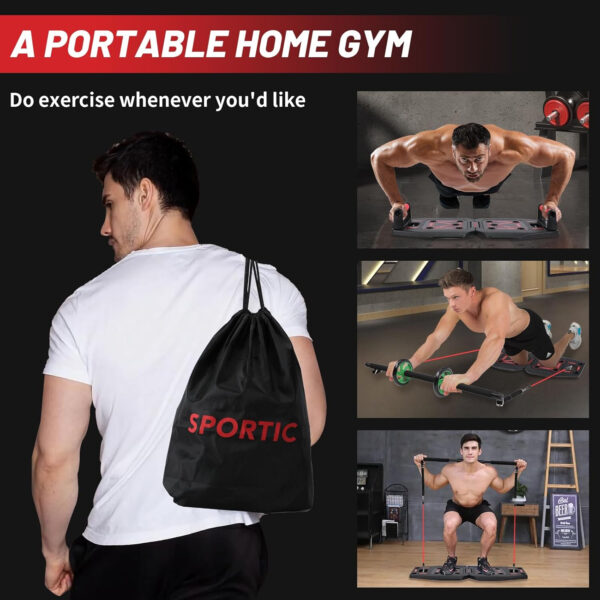 68935f21da24b0f792830637332a897a5bae313beb8dffab7a8a3.jpg Push Up Board for Home Gym with Exercise Accessories Resistance Bands & Ab Roller Wheel & Pilates Bars - Portable Gym with Foldable Pushup Board - Exercise Equipment for Upper Body Workout, Gift for Women & Men