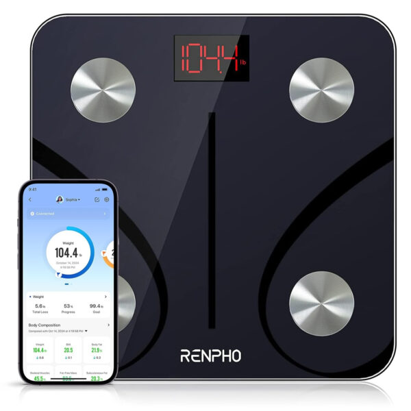 RENPHO Smart Scale for Body Weight, Digital Bathroom Scale BMI Weighing Bluetooth Body Fat Scale, Body Composition Monitor Health Analyzer with Smartphone App, 400 lbs - Elis 1