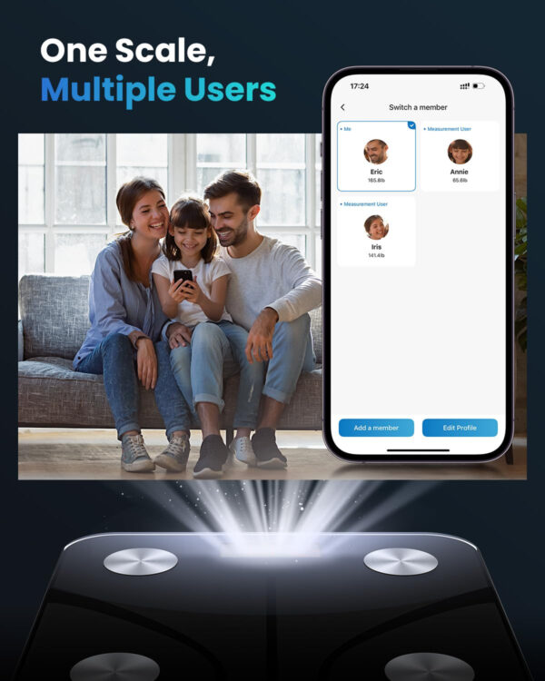 RENPHO Smart Scale for Body Weight, Digital Bathroom Scale BMI Weighing Bluetooth Body Fat Scale, Body Composition Monitor Health Analyzer with Smartphone App, 400 lbs - Elis 1