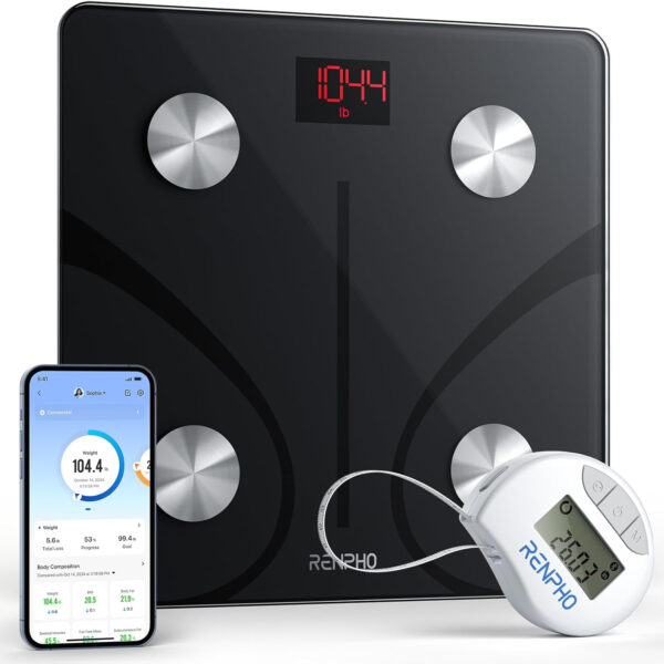 RENPHO Smart Scale for Body Weight, Digital Bathroom Scale BMI Weighing Bluetooth Body Fat Scale, Body Composition Monitor Health Analyzer with Smartphone App, 400 lbs - Elis 1