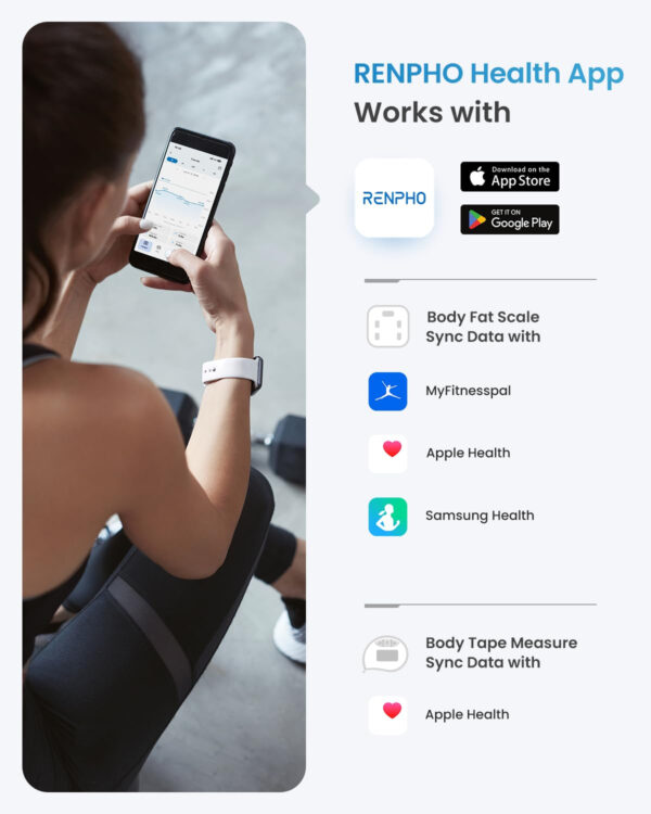 RENPHO Smart Scale for Body Weight, Digital Bathroom Scale BMI Weighing Bluetooth Body Fat Scale, Body Composition Monitor Health Analyzer with Smartphone App, 400 lbs - Elis 1