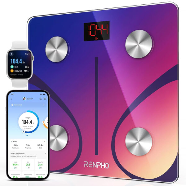 RENPHO Smart Scale for Body Weight, Digital Bathroom Scale BMI Weighing Bluetooth Body Fat Scale, Body Composition Monitor Health Analyzer with Smartphone App, 400 lbs - Elis 1