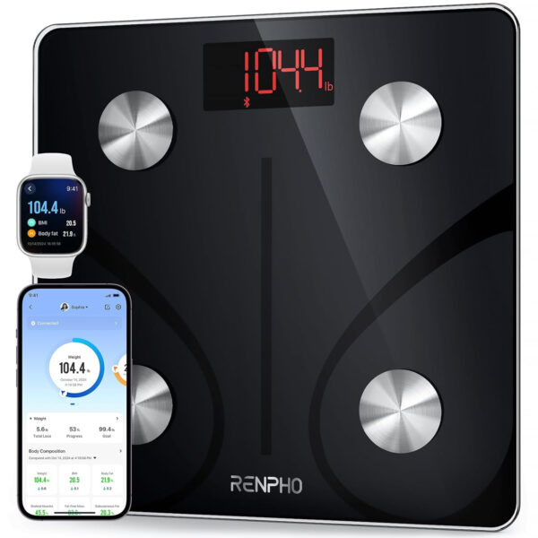 RENPHO Smart Scale for Body Weight, Digital Bathroom Scale BMI Weighing Bluetooth Body Fat Scale, Body Composition Monitor Health Analyzer with Smartphone App, 400 lbs - Elis 1