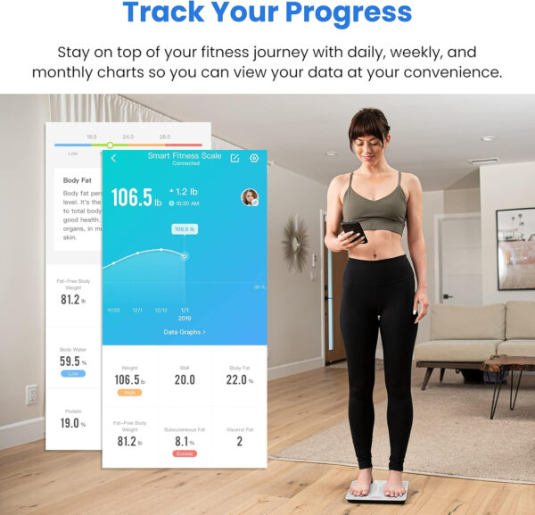 Etekcity Smart Scale for Body Weight FSA HSA Store Eligible, Bathroom Digital Weighing Scale with BMI, Body Fat, Muscle Mass, Accurate Bluetooth Home User Health Equipment Sync Apps