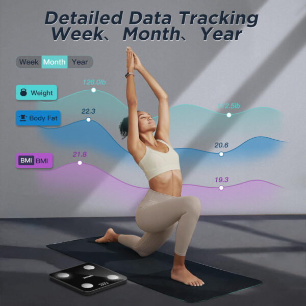 68936171532402a684d91ec7e851b34cc1baaac8a9650f03d420a.jpg TOPMAKE2025 Upgrade Scale for Body Weight, Digital Bathroom Scale BMI Body Fat Scale, 25 Body Composition Analyzer with App sync with Bluetooth, Batteries and Tape Measure Included, Black