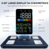 GE Scale for Body Weight Smart: Digital Bathroom Body Fat Scales 500lbs for BMI Muscle Bluetooth Smart Weight Monitor 11.8" Large Platform Weighing Machine Health Analyzer with App Dark Blue