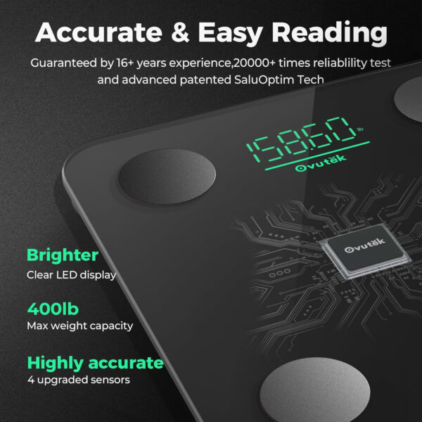 689362879cdca40fb2c8392e9c3385c2fd593688c390be422421a.jpg Smart Scale for Body Weight, Digital Bathroom Scale BMI Weighing Body Fat Scale, Accurate Body Composition Scale Monitor for People's Health with Smartphone App, Compact Size, 400lb