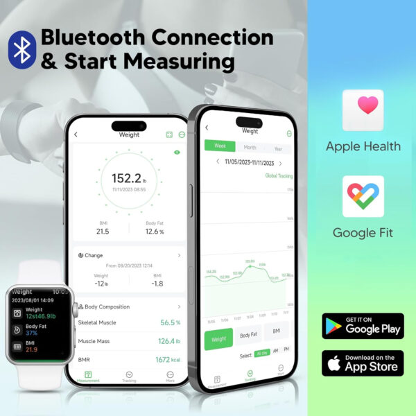 689362e454b22e25ac9ad6eea26f49689f1744e3e10a94b01902e.jpg Arboleaf Smart Scale with BMI, Body Fat, Muscle Mass, 14 Composition Metrics, Large LED Display, Digital Bathroom Scale for Weight, Accurate Weighing Machine, App Sync, 500lbs, 11.8"