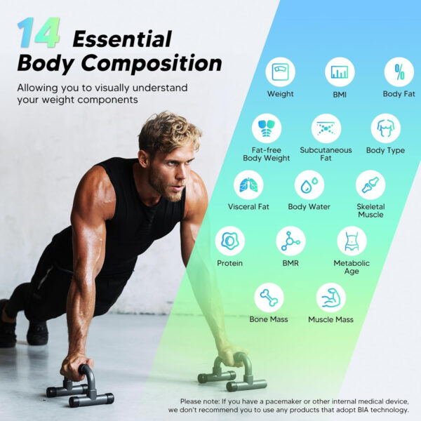 689362e9b66643a550aeaaa4a44d6d605646d979bb498c73f5dca.jpg Arboleaf Smart Scale with BMI, Body Fat, Muscle Mass, 14 Composition Metrics, Large LED Display, Digital Bathroom Scale for Weight, Accurate Weighing Machine, App Sync, 500lbs, 11.8"