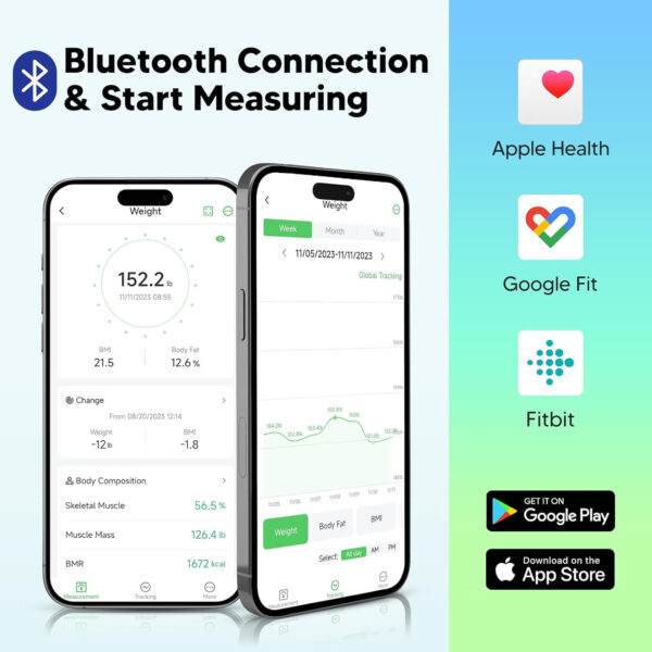 689362eac202f3fce962c167d02bc757f9964393f2dbf6c8a6347.jpg Arboleaf Smart Scale with BMI, Body Fat, Muscle Mass, 14 Composition Metrics, Large LED Display, Digital Bathroom Scale for Weight, Accurate Weighing Machine, App Sync, 500lbs, 11.8"
