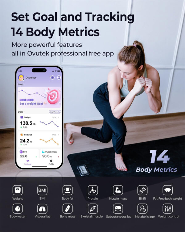 68936318163cc7d2221e5558792c2a63a8eb95e674e69aff3fbbb.jpg Professional Smart Scale for Body Weight, BMI, Body Fat, Muscle Mass, Highly Accurate Body Composition Weighing Machine, Bathroom Digital Scale Large Display Sync with Fitness App, 450lb