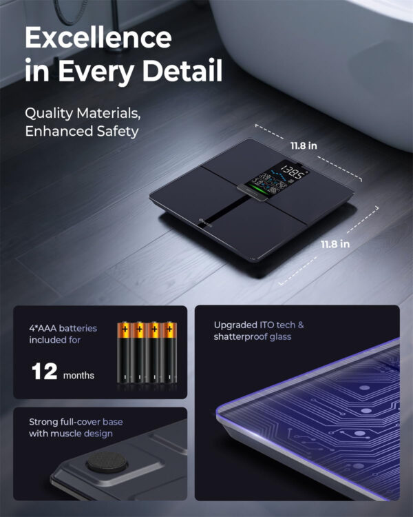 6893631921e49c1961d1da7c113071acf0573292a9d8aaa604e96.jpg Professional Smart Scale for Body Weight, BMI, Body Fat, Muscle Mass, Highly Accurate Body Composition Weighing Machine, Bathroom Digital Scale Large Display Sync with Fitness App, 450lb