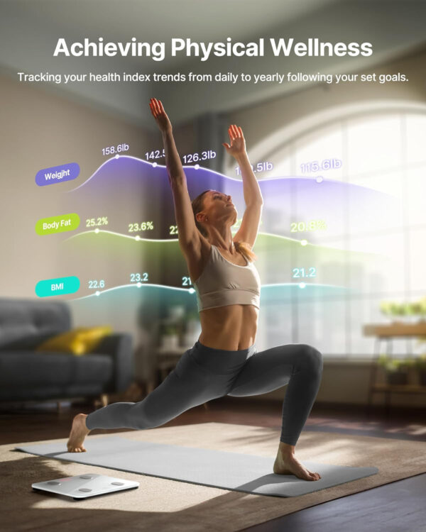 689363409beac5efcda7bcba0f5938c672a31486b340194716f25.jpg FITINDEX Smart Scale for Body Weight, Scale with BMI, Body Fat, Muscle Mass, Digital, Bathroom, Weighing, Bluetooth, Body Composition Monitor Health Analyzer with App, FSA HSA Eligible, 400lb, Black