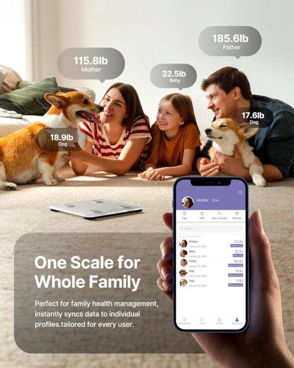 68936341b6c6bc66239bd16a82b7ace274c8f77e80f68a7797e5a.jpg FITINDEX Smart Scale for Body Weight, Scale with BMI, Body Fat, Muscle Mass, Digital, Bathroom, Weighing, Bluetooth, Body Composition Monitor Health Analyzer with App, FSA HSA Eligible, 400lb, Black