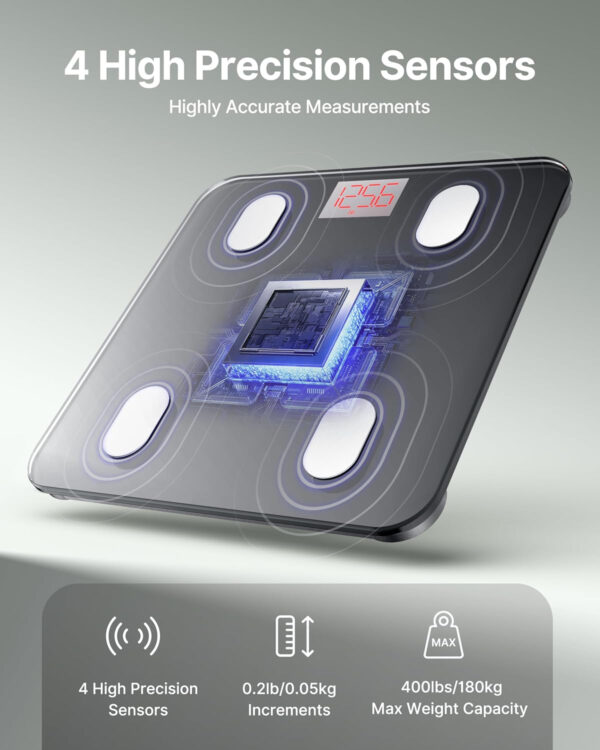 6893634523042f41bca81859ec7fe53e5b3f9e07d64b758f24462.jpg FITINDEX Smart Scale for Body Weight, Scale with BMI, Body Fat, Muscle Mass, Digital, Bathroom, Weighing, Bluetooth, Body Composition Monitor Health Analyzer with App, FSA HSA Eligible, 400lb, Black