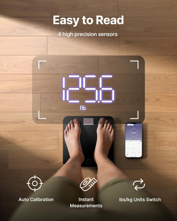 6893634a8c867f68120c60dc21aa1da96057d5be8a656c49f5ae8.jpg FITINDEX Smart Scale for Body Weight, Scale with BMI, Body Fat, Muscle Mass, Digital, Bathroom, Weighing, Bluetooth, Body Composition Monitor Health Analyzer with App, FSA HSA Eligible, 400lb, Black