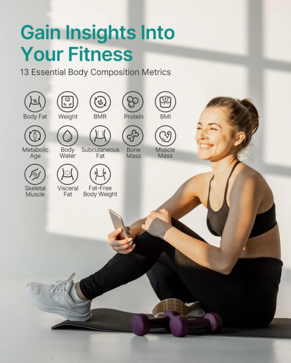 6893634dd42c254fc1fa3779ef69a28283f4eb4a6fa2c00e5d30e.jpg FITINDEX Smart Scale for Body Weight, Scale with BMI, Body Fat, Muscle Mass, Digital, Bathroom, Weighing, Bluetooth, Body Composition Monitor Health Analyzer with App, FSA HSA Eligible, 400lb, Black