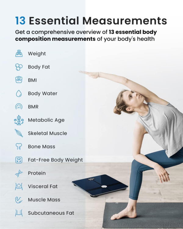 689363583fdbcaf5c38df8d58459d493d8a91807d6231cbda5b0a.jpg FITINDEX Smart Scale for Body Weight, Scale with BMI, Body Fat, Muscle Mass, Digital, Bathroom, Weighing, Bluetooth, Body Composition Monitor Health Analyzer with App, FSA HSA Eligible, 400lb, Black