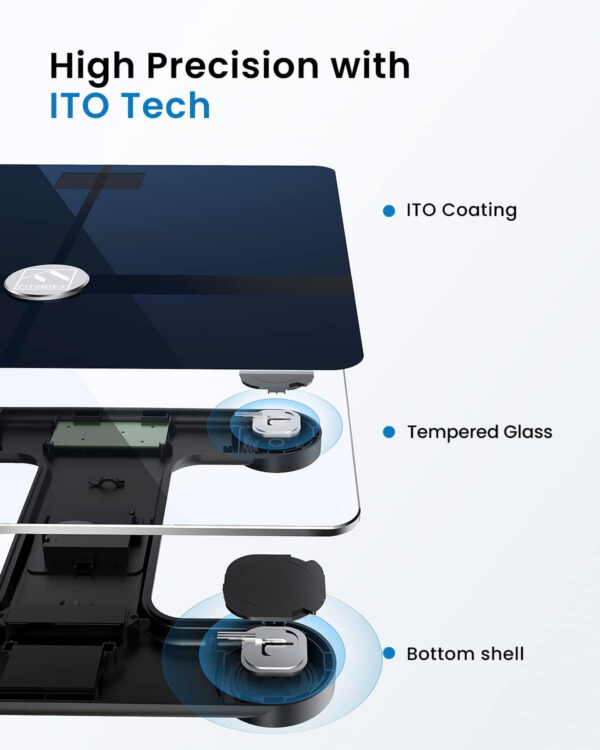 6893635a6181d0bf59b4b2a0560ec852bcb6a382beb6c7a8230cb.jpg FITINDEX Smart Scale for Body Weight, Scale with BMI, Body Fat, Muscle Mass, Digital, Bathroom, Weighing, Bluetooth, Body Composition Monitor Health Analyzer with App, FSA HSA Eligible, 400lb, Black