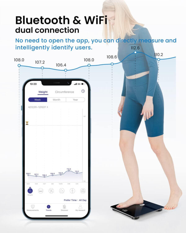 6893635b6529bd0b3a8bab53df118e44245c117ac569fe68ee8b7.jpg FITINDEX Smart Scale for Body Weight, Scale with BMI, Body Fat, Muscle Mass, Digital, Bathroom, Weighing, Bluetooth, Body Composition Monitor Health Analyzer with App, FSA HSA Eligible, 400lb, Black