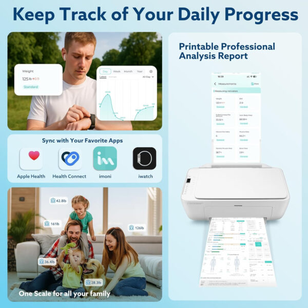 Smart Scale for Body Weight, 8 Electrodes Digital Bathroom Scale with BMI, Body fat, Muscle Mass, 27 Body Composition Measurement, Bathroom Smart Scales with Larger Platform, LCD Screen, 400lbs