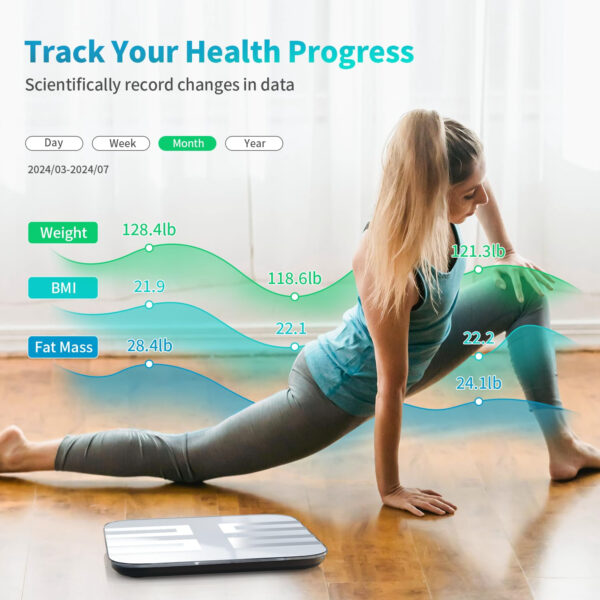 6893644fdcd039e0ef3ac611764c0560fa97773a2b4f8059119c5.jpg NLV Smart Scale for Body Weight, Digital Bathroom Scale LED Display, BMI, Body Fat, Muscle Mass 18 Body Composition Monitor Health Analyzer Sync Apps, High Accuracy, Save Space, 396lbs (Blue)