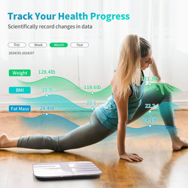 6893645351ba900dd6a8be4bd697f7ac2a4f569dd85660944214d.jpg NLV Smart Scale for Body Weight, Digital Bathroom Scale LED Display, BMI, Body Fat, Muscle Mass 18 Body Composition Monitor Health Analyzer Sync Apps, High Accuracy, Save Space, 396lbs (Blue)