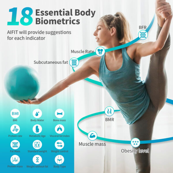 68936456be59ef551cc4a701467e44bbd89578b93dfbfd7775180.jpg NLV Smart Scale for Body Weight, Digital Bathroom Scale LED Display, BMI, Body Fat, Muscle Mass 18 Body Composition Monitor Health Analyzer Sync Apps, High Accuracy, Save Space, 396lbs (Blue)