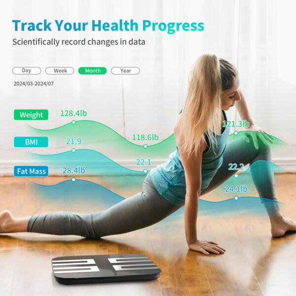 68936457f00eff14a7b736083de2b9b427a3d5360d0da06d2bff9.jpg NLV Smart Scale for Body Weight, Digital Bathroom Scale LED Display, BMI, Body Fat, Muscle Mass 18 Body Composition Monitor Health Analyzer Sync Apps, High Accuracy, Save Space, 396lbs (Blue)