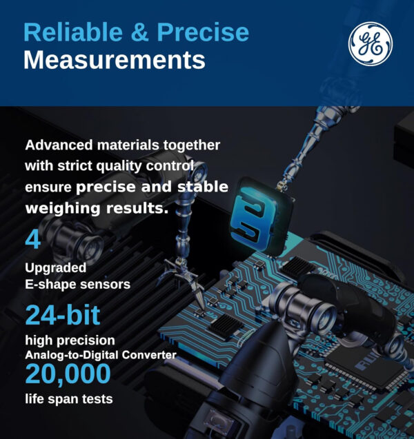 GE Smart Scale for Body Weight and Fat Percentage with All-in-one LCD Display, Digital Bathroom Weight Scales Bluetooth Body Composition Analyzer with App, Accurate Weighing, 400 lbs / 180 kg
