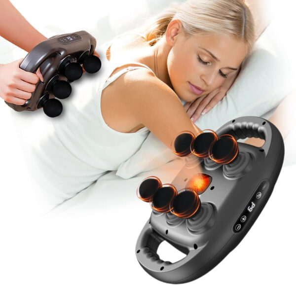 6 Head Massage Gun Deep Tissue with 9 Levels & 9 Modes, Electric Massager Tool for Legs, Arms, Waist, Back, Buttocks - Full Body Muscle Pain Relief, Ideal Gifts for Women, Men, Mom, and Dad