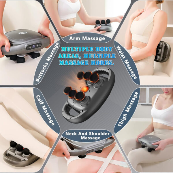 6 Head Massage Gun Deep Tissue with 9 Levels & 9 Modes, Electric Massager Tool for Legs, Arms, Waist, Back, Buttocks - Full Body Muscle Pain Relief, Ideal Gifts for Women, Men, Mom, and Dad