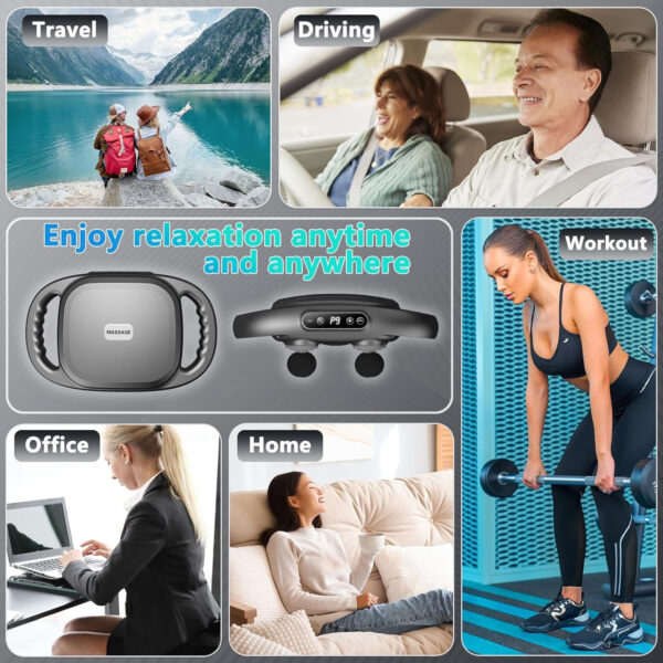 6 Head Massage Gun Deep Tissue with 9 Levels & 9 Modes, Electric Massager Tool for Legs, Arms, Waist, Back, Buttocks - Full Body Muscle Pain Relief, Ideal Gifts for Women, Men, Mom, and Dad