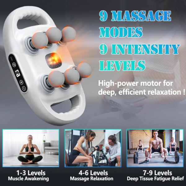 6 Head Massage Gun Deep Tissue with 9 Levels & 9 Modes, Electric Massager Tool for Legs, Arms, Waist, Back, Buttocks - Full Body Muscle Pain Relief, Ideal Gifts for Women, Men, Mom, and Dad