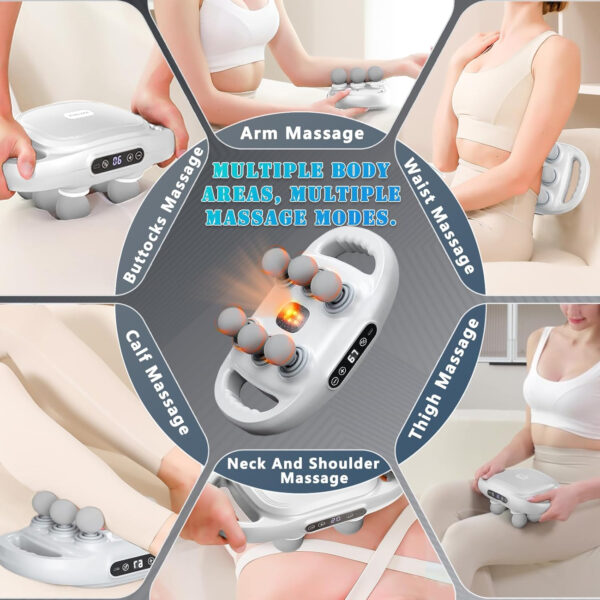 6 Head Massage Gun Deep Tissue with 9 Levels & 9 Modes, Electric Massager Tool for Legs, Arms, Waist, Back, Buttocks - Full Body Muscle Pain Relief, Ideal Gifts for Women, Men, Mom, and Dad