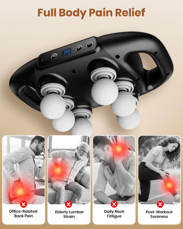 6-Head Massage Gun, Deep Tissue Back Massager with 32 Adjustable Intensities & 9 Modes, Electric Percussion Massager, Gun Tool for Back/Shoulders/Legs/Arms/Neck & Full Body Muscle Pain Relief