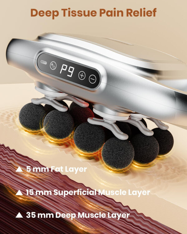 6-Head Massage Gun, Deep Tissue Back Massager with 32 Adjustable Intensities & 9 Modes, Electric Percussion Massager, Gun Tool for Back/Shoulders/Legs/Arms/Neck & Full Body Muscle Pain Relief
