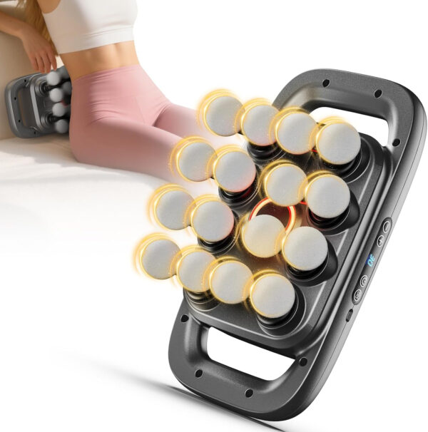 6-Head Massage Gun, Deep Tissue Back Massager with 32 Adjustable Intensities & 9 Modes, Electric Percussion Massager, Gun Tool for Back/Shoulders/Legs/Arms/Neck & Full Body Muscle Pain Relief