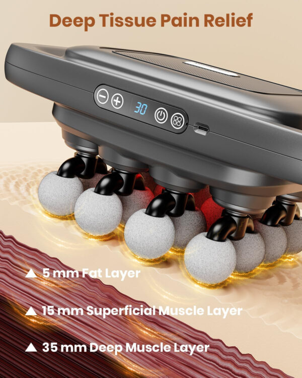 6-Head Massage Gun, Deep Tissue Back Massager with 32 Adjustable Intensities & 9 Modes, Electric Percussion Massager, Gun Tool for Back/Shoulders/Legs/Arms/Neck & Full Body Muscle Pain Relief