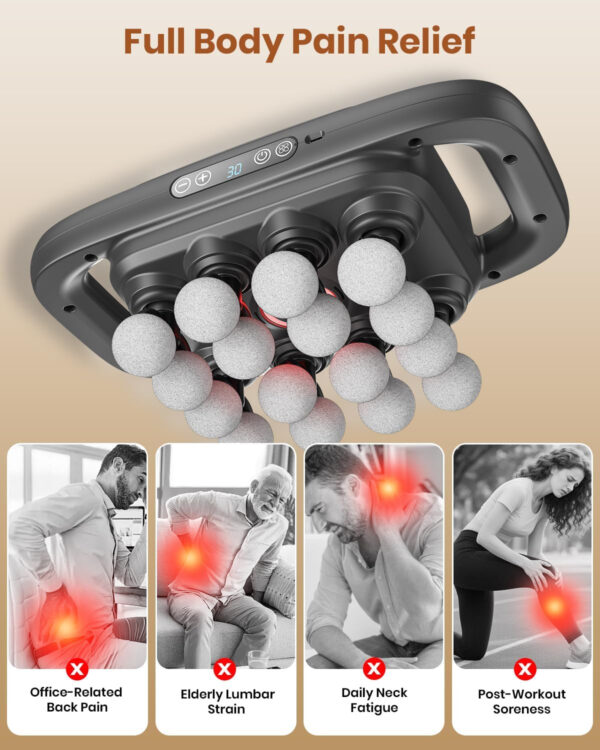 6-Head Massage Gun, Deep Tissue Back Massager with 32 Adjustable Intensities & 9 Modes, Electric Percussion Massager, Gun Tool for Back/Shoulders/Legs/Arms/Neck & Full Body Muscle Pain Relief