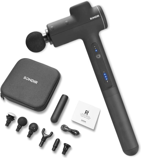 R2 PRO+ Massage Gun - Powerful High Intensity Articulating Deep Tissue Back Massager with Extension Handle and 6X Heads Including Heated Attachment
