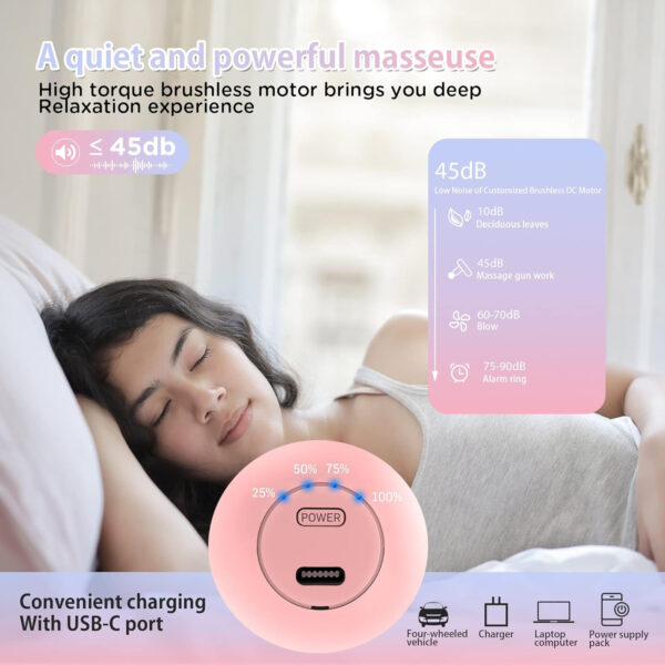 Mini Massage Gun, Powerful Fascial Gun Portable Deep Tissue Percussion Muscle Back Head Massager for Pain Relief with 4 Massage Heads High-Intensity Vibration Rechargeable Small Massage Gun