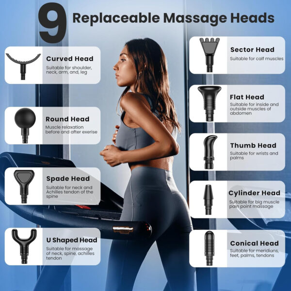 689366be0af00283036ccd0526f18a60f377f15cb438f31a559c4.jpg JQX Massage Gun, Deep Tissue Massager Gun for Pain Relief, Percussion Muscle Massage Gun for Athelets, Handheld Electric Back Massager with 30 Speed Levels & 9 Massage Heads